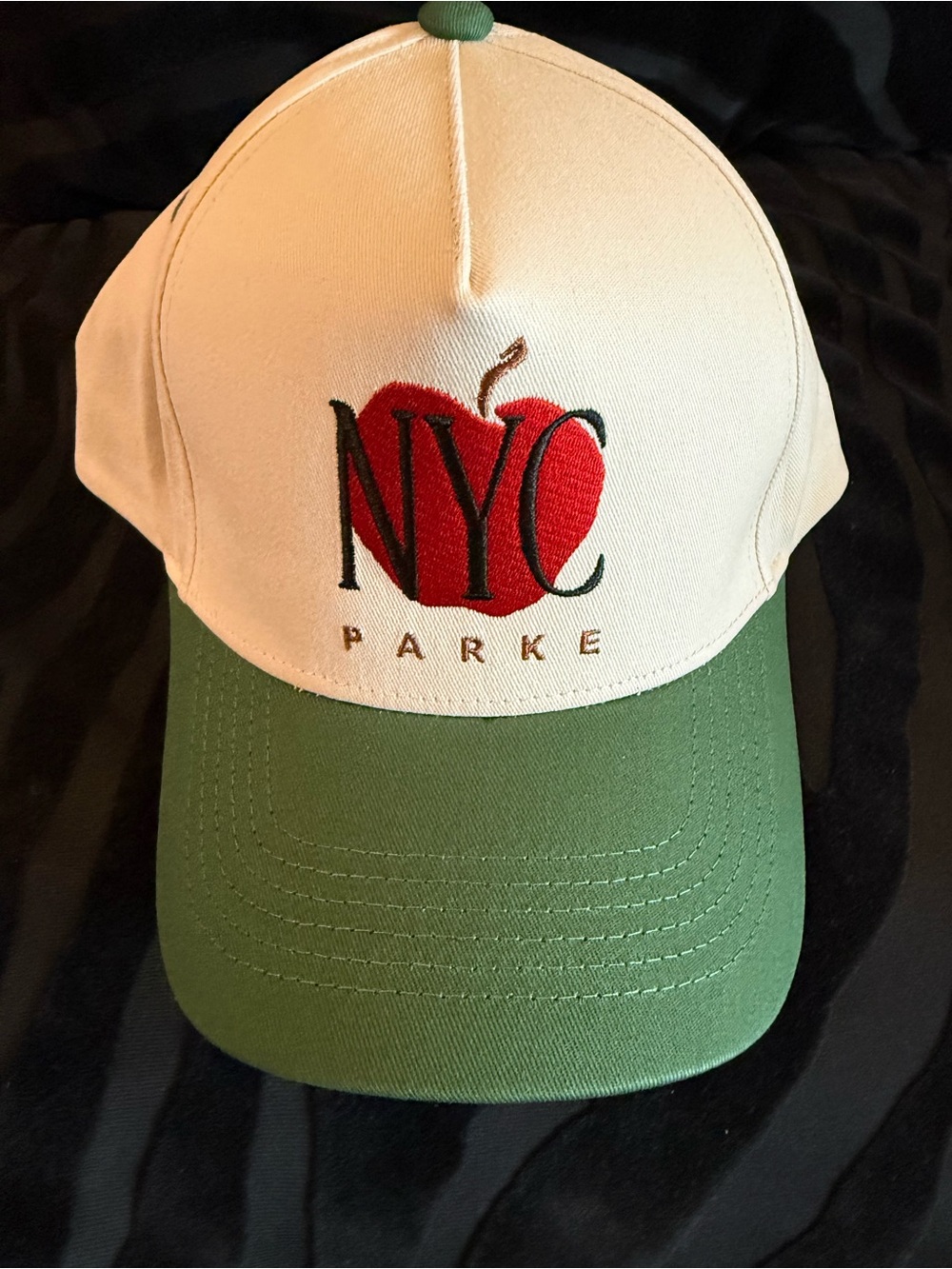 Parke Cream and Green NYC Apple Baseball Cap pop up exclusive